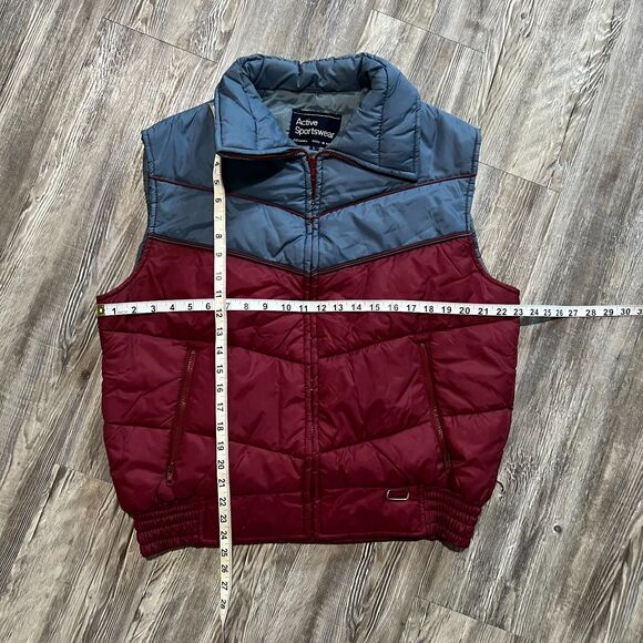 Vintage 80s JCPenney Active Sportswear Puffer Vest Burgundy Gray Korea L - Picture 4 of 5